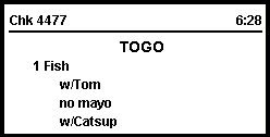 This figure shows a sample image of the chit header with order type and check number layout. This figure shows a sample image of the chit header with order type and check number layout.