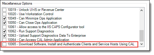 This figure shows the employee roles module, specifically the option to enable certain users to use the CAL functionality. This figure shows the employee roles module, specifically the option to enable certain users to use the CAL functionality.
