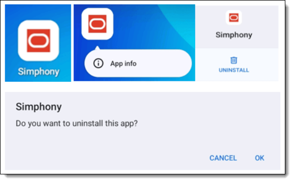 This figure shows the Simphony Android Service Host application uninstall window. This figure shows the Simphony Android Service Host application uninstall window.