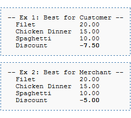This figure shows examples of the best deals for a merchant and a customer. This figure shows examples of the best deals for a merchant and a customer.