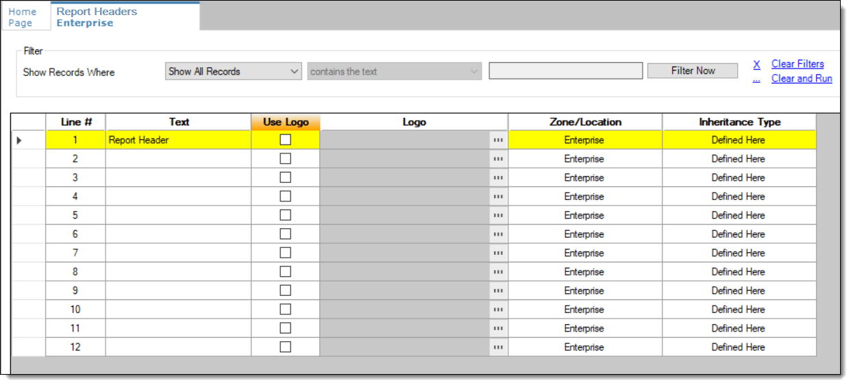 This figure shows the Report Headers module. This figure shows the Report Headers module.