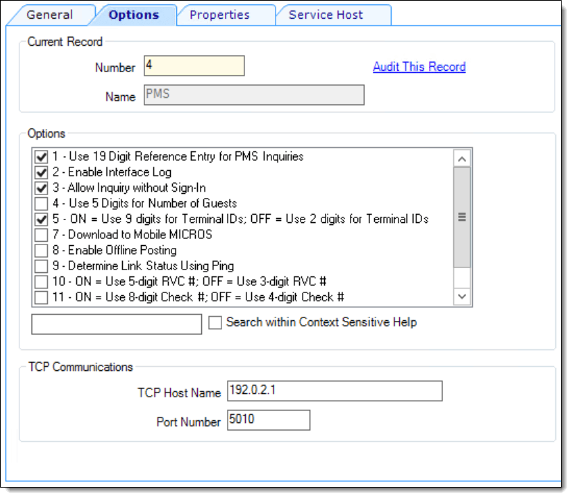 This figure shows the Interface module’s Options tab. This figure shows the Interface module’s Options tab.