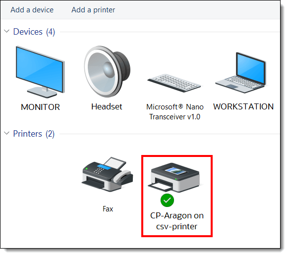This figure shows the printer setup from a workstation. This figure shows the printer setup from a workstation.