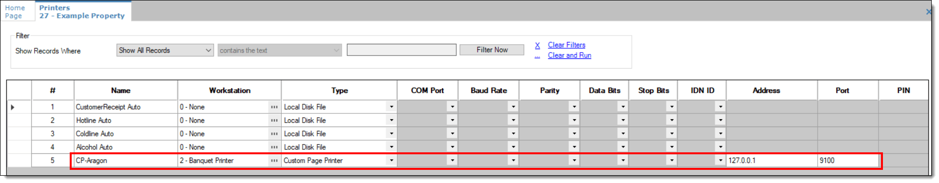 This figure shows additional network printer setup in the Simphony EMC Printers module. This figure shows additional network printer setup in the Simphony EMC Printers module.