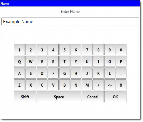 This figure shows the Enter Name window from the POS workstation. This figure shows the Enter Name window from the POS workstation.
