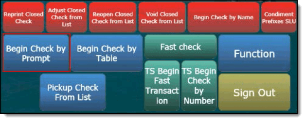 This figure shows the Begin Check By Prompt button on the POS workstation. This figure shows the Begin Check By Prompt button on the POS workstation.