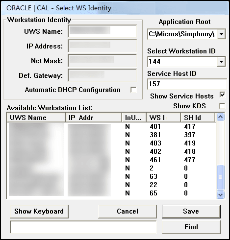 This figure shows the Select WS Identity dialog. This figure shows the Select WS Identity dialog.