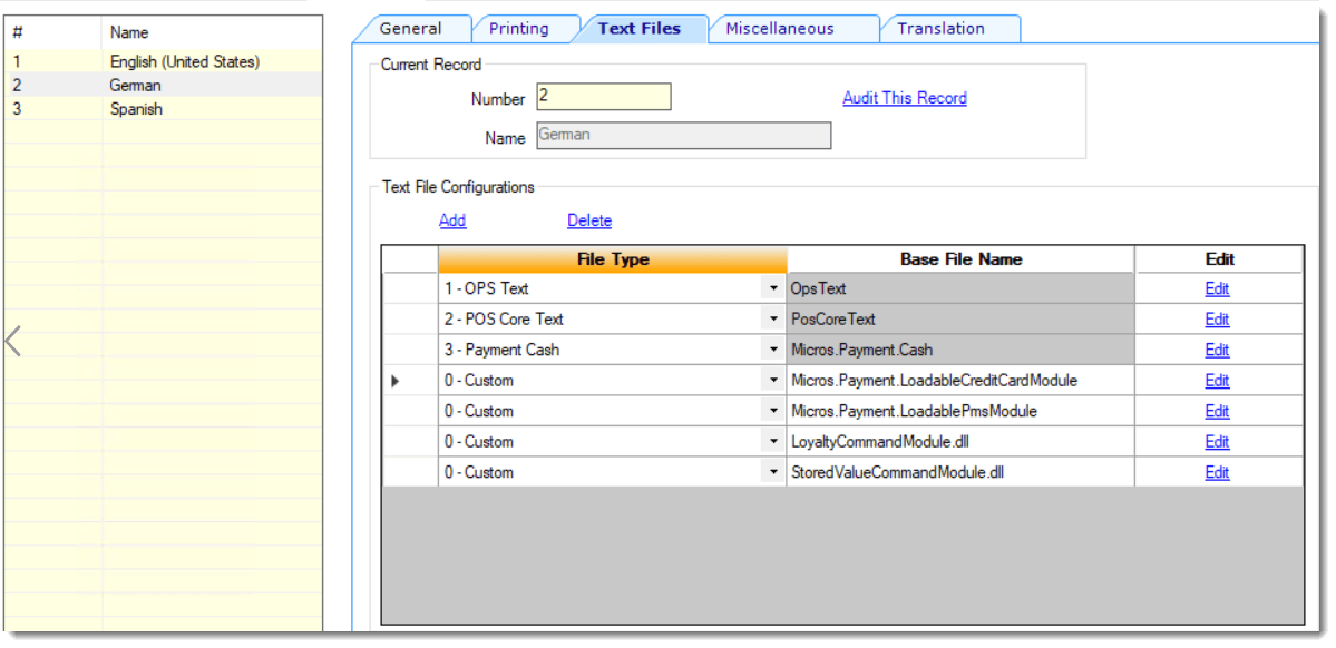 This image displays the Text Files tab of the Languages Enterprise module in EMC. This image displays the Text Files tab of the Languages Enterprise module in EMC.