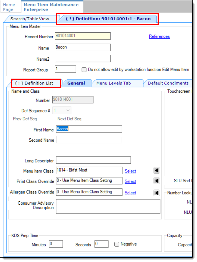 This figure shows the form view of the MI Definition module, specifically the restriction indicators which are showing on two of this MI Definition record’s tabs. This figure shows the form view of the MI Definition module, specifically the restriction indicators which are showing on two of this MI Definition record’s tabs.