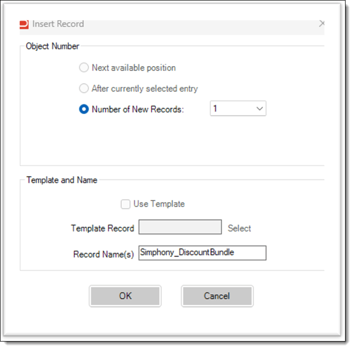 This figure shows the extension application insert record window. This figure shows the extension application insert record window.