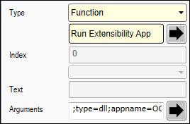 This figure shows the Type, Function, and Arguments fields in the Page Design module. This figure shows the Type, Function, and Arguments fields in the Page Design module.