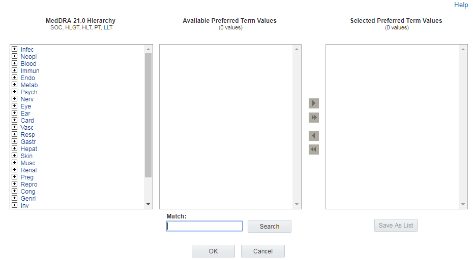 Click Select <hierarchy> terms to browse the hierarchy. Click Select <hierarchy> terms to browse the hierarchy.