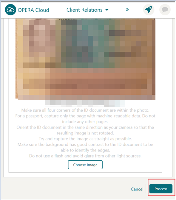 This screen shows the Process button. This screen shows the Process button.