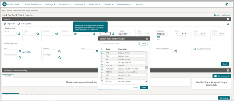 This image shows the Look to Book Sales screen details This image shows the Look to Book Sales screen details