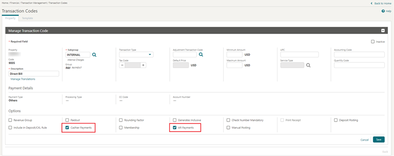 This image shows the Transaction Codes Updated screen This image shows the Transaction Codes Updated screen