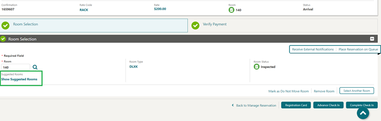 This image shows the Show Suggested Rooms option This image shows the Show Suggested Rooms option