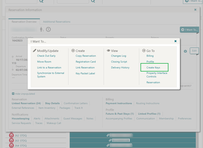 This image shows the Create Key Added to Room Diary screen This image shows the Create Key Added to Room Diary screen