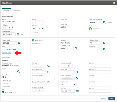 This image shows the updated Stay Details screen This image shows the updated Stay Details screen