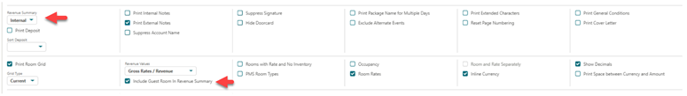This image shows the updated revenue summary options This image shows the updated revenue summary options