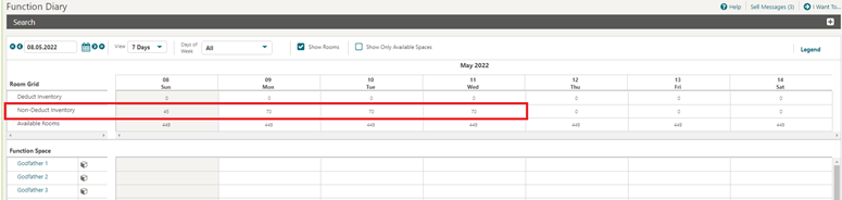 This image shows the updated Function Diary screen This image shows the updated Function Diary screen