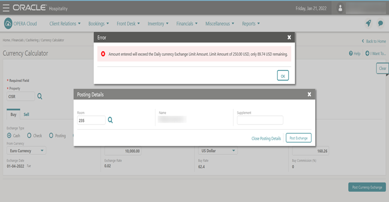 This image shows the Daily Currency Exchange Limit message This image shows the Daily Currency Exchange Limit message