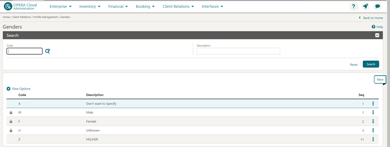 This image shows the updated Genders screen details This image shows the updated Genders screen details