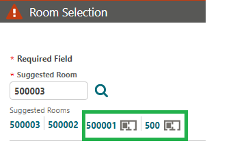 This image shows the component indicator Room Selection window This image shows the component indicator Room Selection window