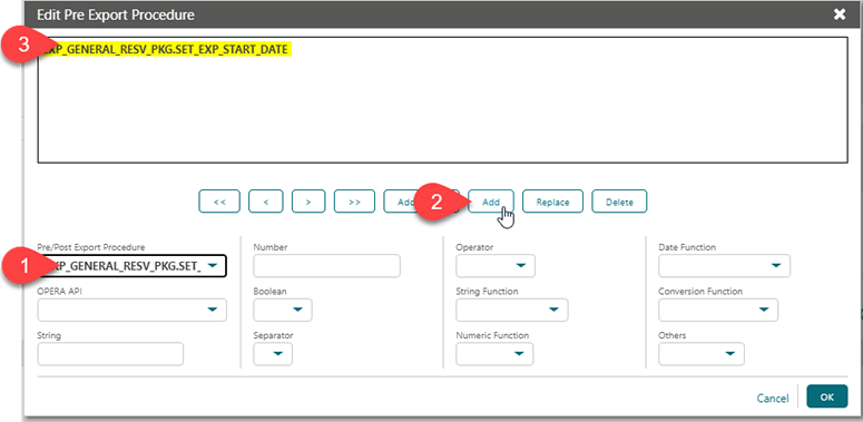 This image shows the Edit Pre Export Procedure screen details This image shows the Edit Pre Export Procedure screen details