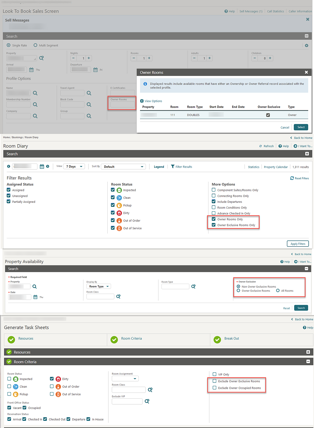 LTB, Room Diary, Property Availability, and Generate Task Sheets. LTB, Room Diary, Property Availability, and Generate Task Sheets.