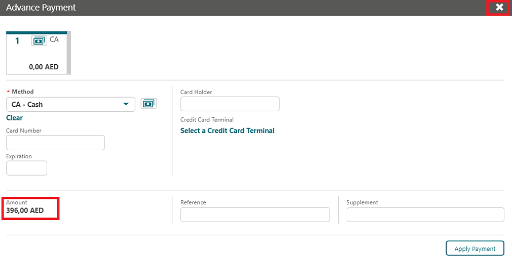 Advance Payment amount Advance Payment amount