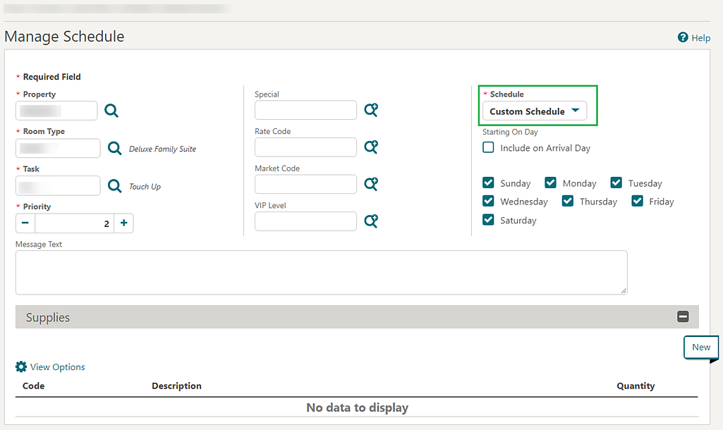Manage Schedule screen. Manage Schedule screen.