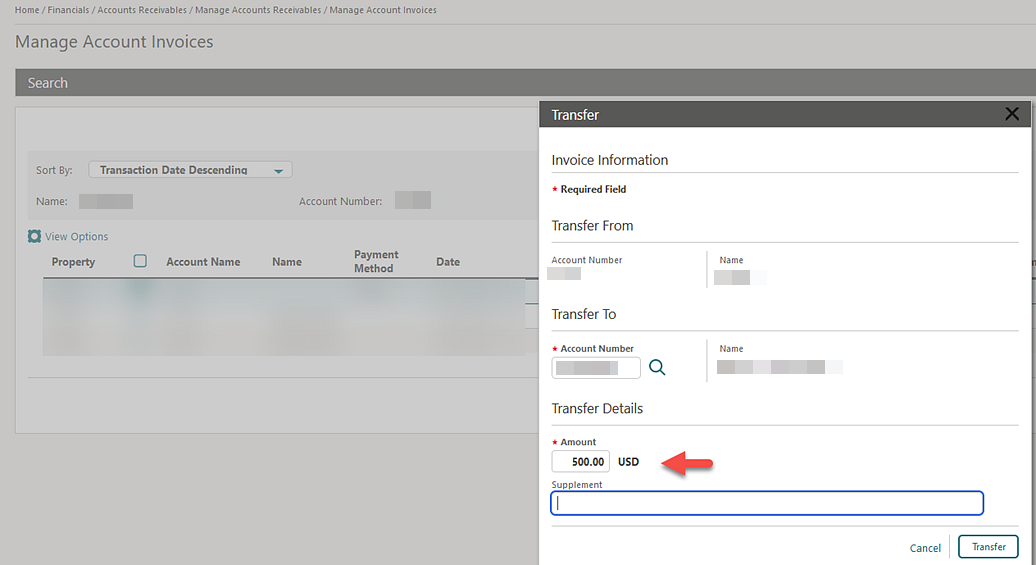 Search Manage Account Invoices
