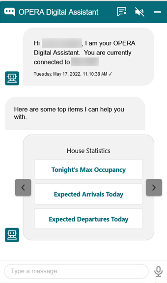 This figure shows the OPERA Digital Assistant chatbot. This figure shows the OPERA Digital Assistant chatbot.