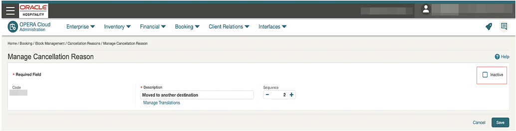 Manage Cancellation Reason Manage Cancellation Reason