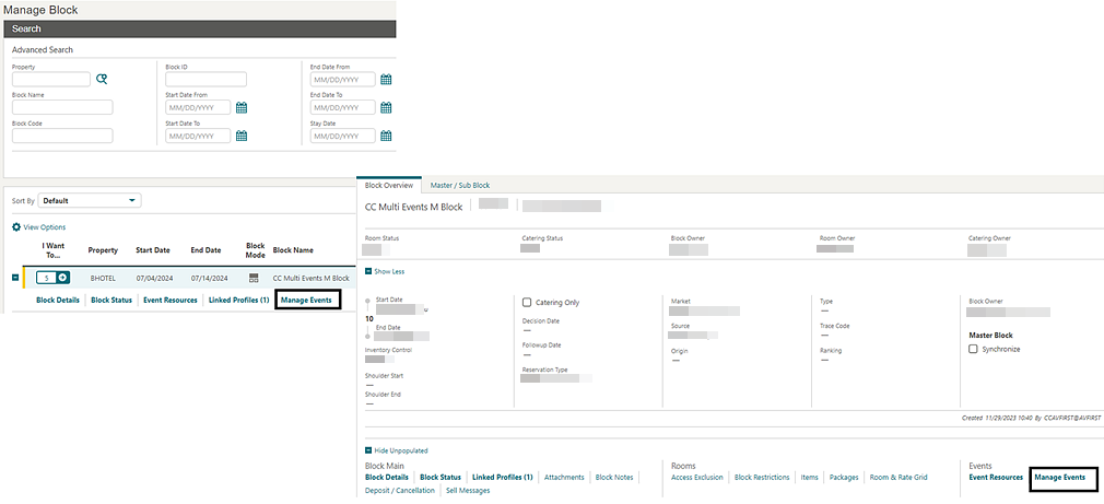 Manage Block Manage Block
