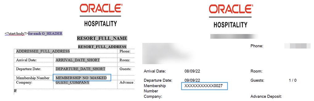 Membership number masking Membership number masking