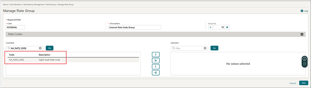 Manage Rate Group Manage Rate Group