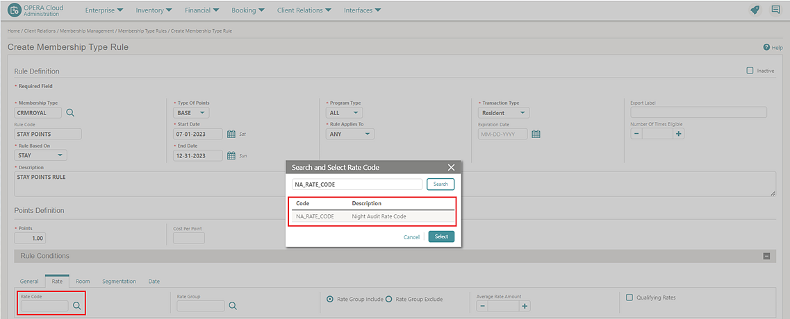 Create Membership Type Rule Create Membership Type Rule