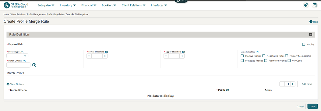 Create Profile Merge Rule Create Profile Merge Rule
