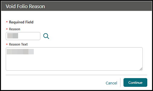 Void Folio Reason Void Folio Reason