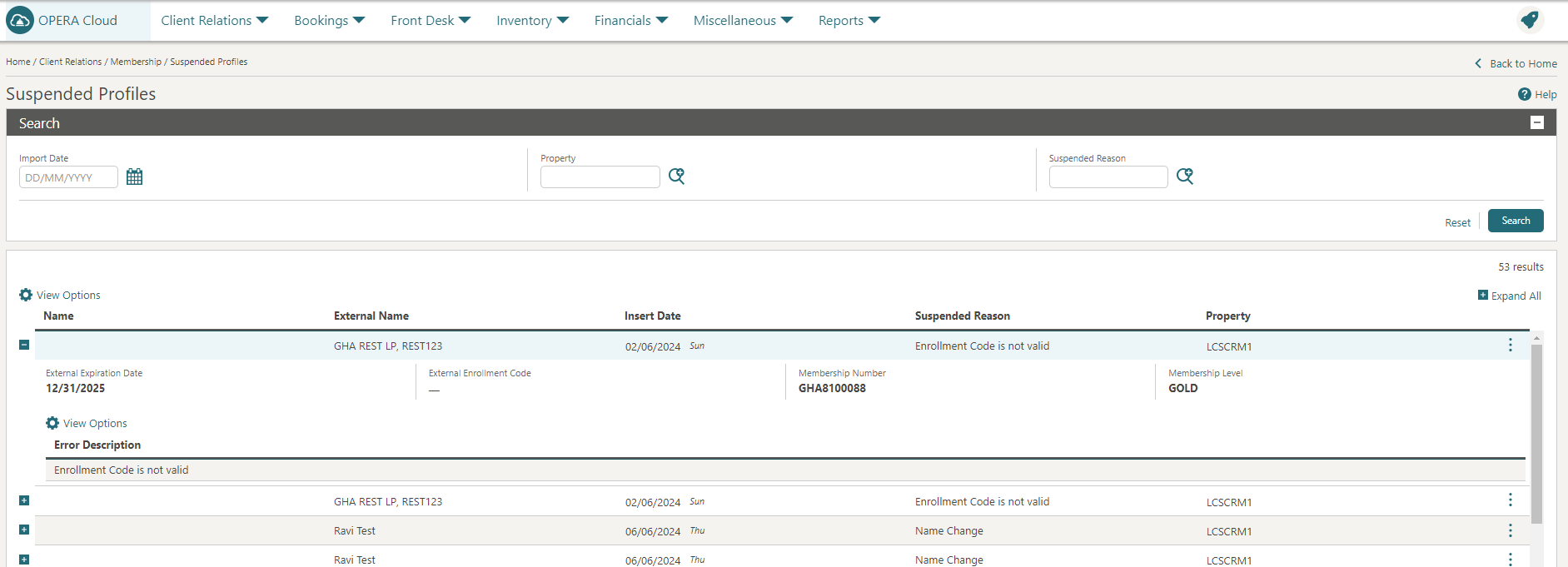 Suspended Profiles search page. Suspended Profiles search page.