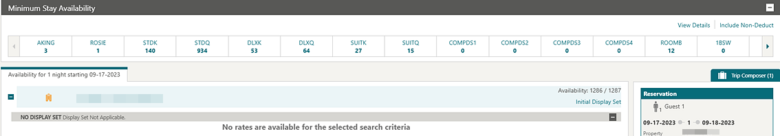 Minimum Stay Availability screen Minimum Stay Availability screen