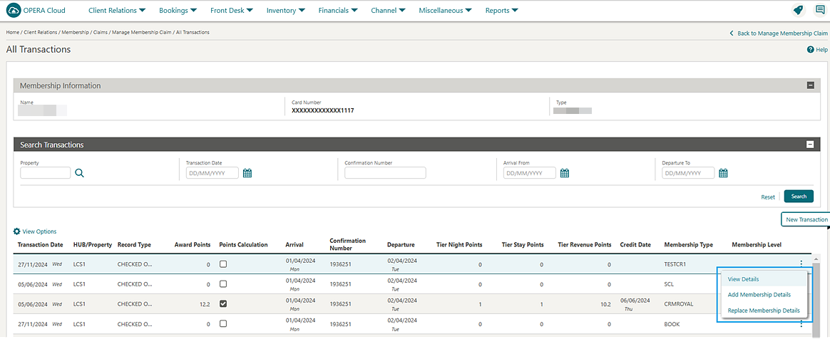 All Transaction screen shows a number of details. All Transaction screen shows a number of details.