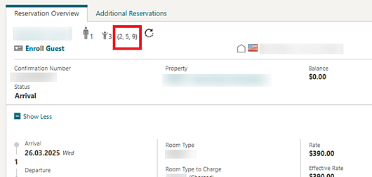 Child ages listing shown in the Reservation Overview tile. Child ages listing shown in the Reservation Overview tile.