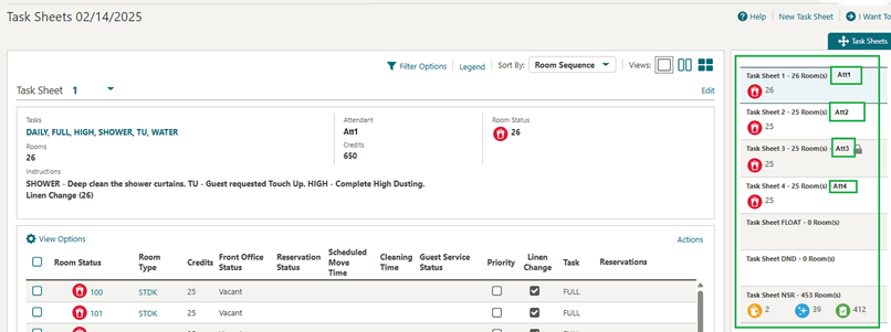 Task Sheet screen UI drawer showing added attendant names. Task Sheet screen UI drawer showing added attendant names.