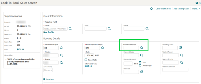 The Comp Authorizer field in the LTB Sales Screen. The Comp Authorizer field in the LTB Sales Screen.