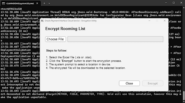 The encryption utility Encrypt Rooming List screen. The encryption utility Encrypt Rooming List screen.