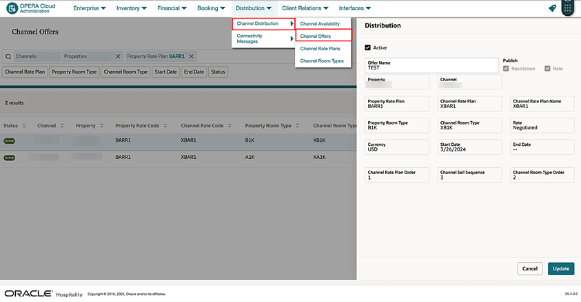The Channel Offers menu path: Administration, Distribution, Channel Distribution, and then Channel Offers. The Channel Offers menu path: Administration, Distribution, Channel Distribution, and then Channel Offers.