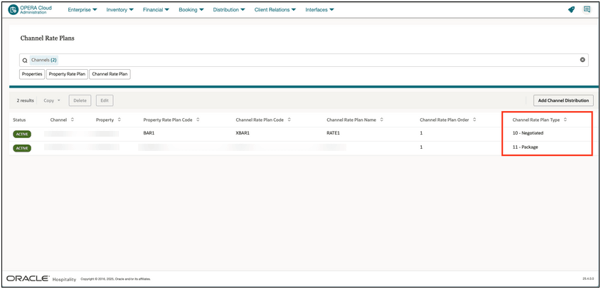 The Channel Rate Plan Type sortable column. The Channel Rate Plan Type sortable column.