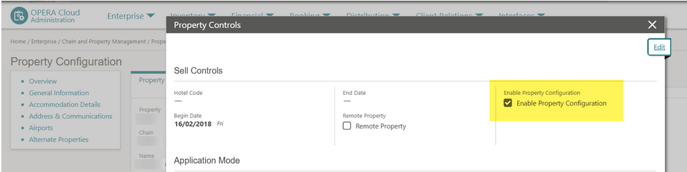 The Property Controls screen showing the Enable Property Configuration checkbox. The Property Controls screen showing the Enable Property Configuration checkbox.